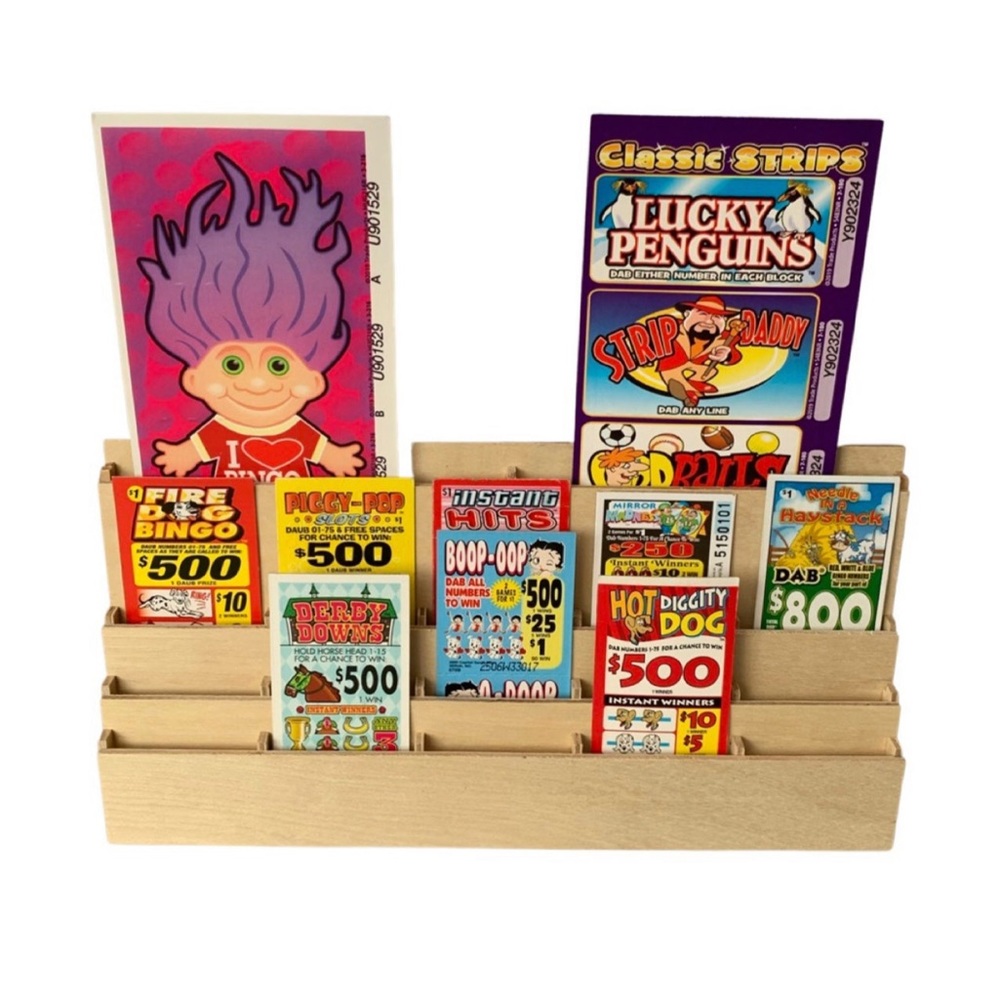 Bingo Pull Tab Holder, Wooden, Handmade, Gamble, RARE